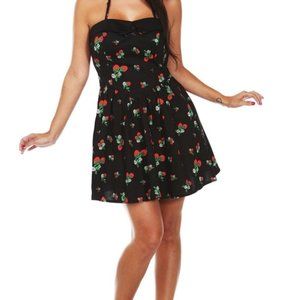 Hell Bunny Eileen Strawberry Print Halter Dress small